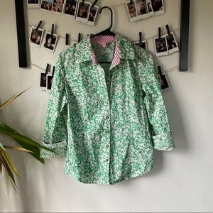 Lilly Pulitzer Green Floral Pattern Button Up